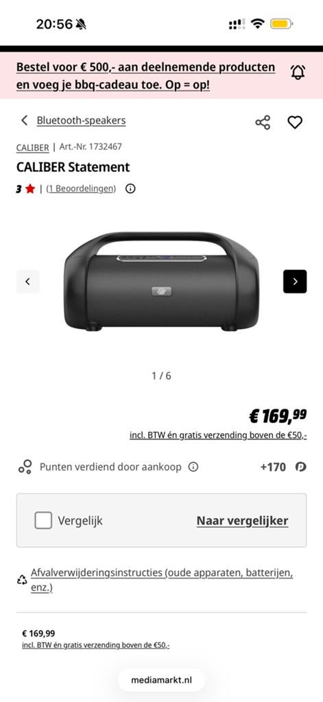 Caliber Statement Speaker, TV, Hi-fi & Vidéo, Enceintes, Comme neuf, Enlèvement