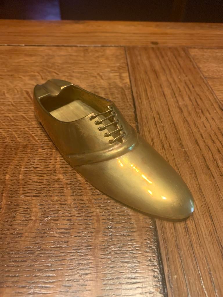 Vintage Brass Ashtray Shoe - Italy - koperen schoen asbak, Ophalen of Verzenden, Zo goed als nieuw, Asbak