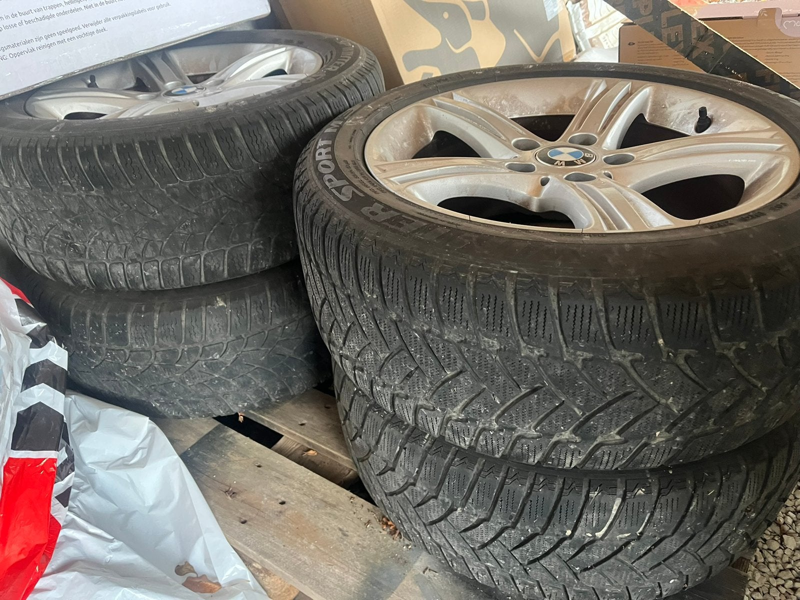 Originele BMW 17” velgen 3 Serie + 225/50 R17 banden, Ophalen of Verzenden, Gebruikt