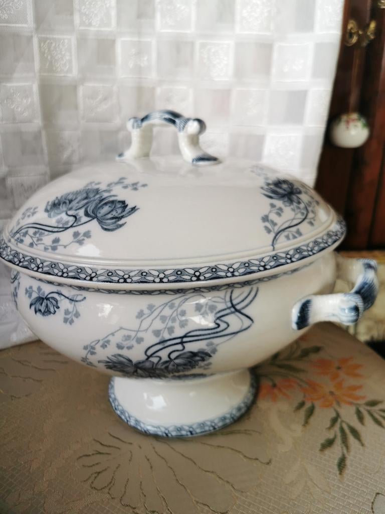 Franse soupterrine  Sarreguemines 'Royat' Art Nouveau stijl, Ophalen of Verzenden