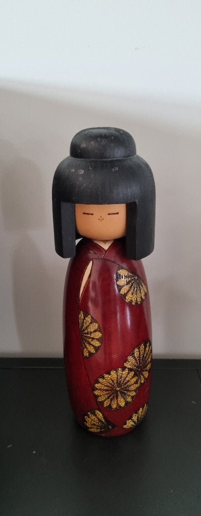 Zeldzame Vintage kokeshi van Shōden, Antiek en Kunst, Hout, Geschilderd, Ophalen of Verzenden, Japan