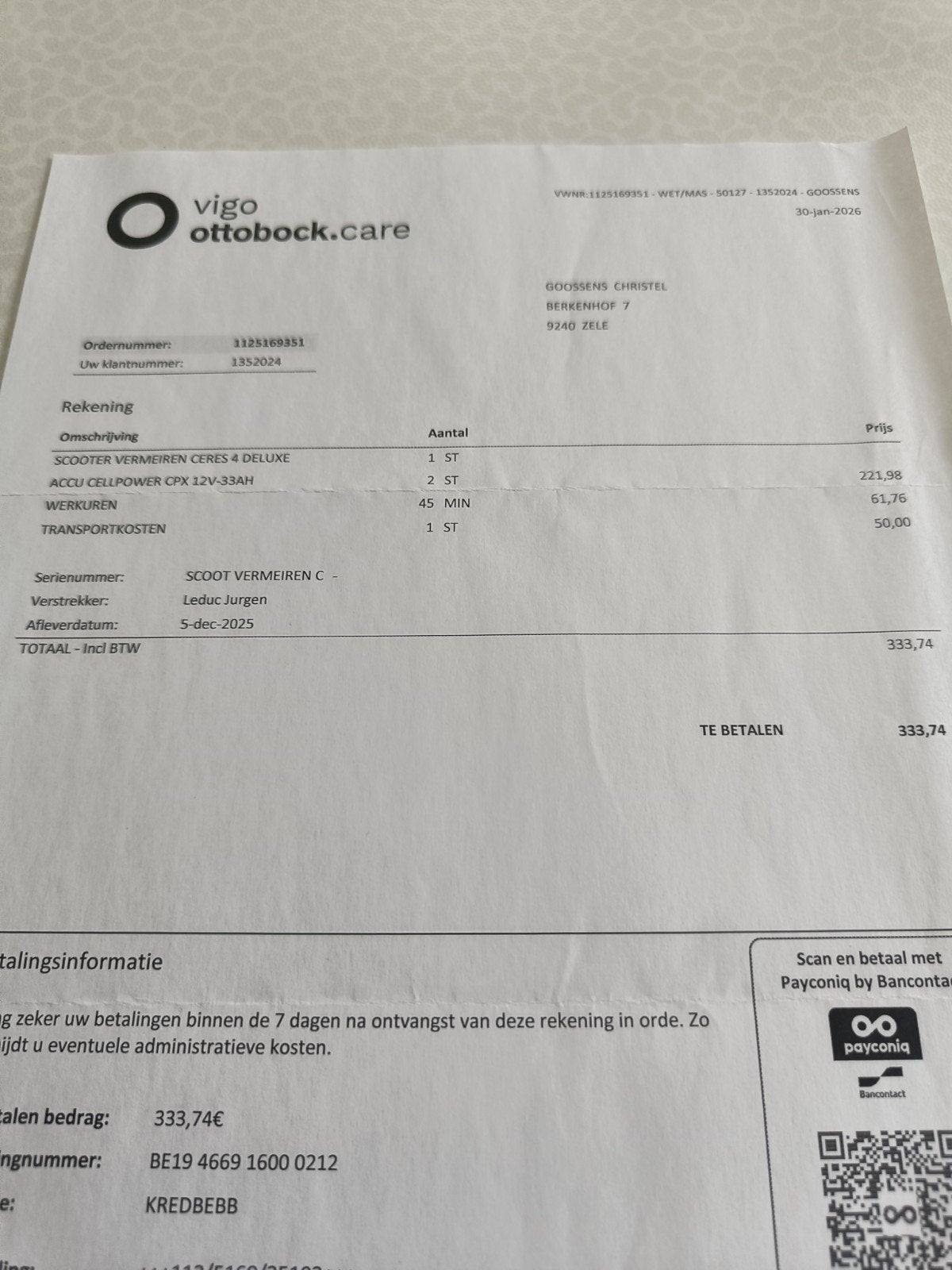 scootmobiel met nieuwe batterijen, Divers, 11 à 15 km/h, Enlèvement, Utilisé, 16 à 25 km