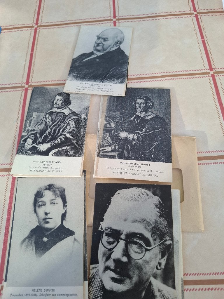 20 oude postkaarten Nederlandse schrijvers, Verzamelen, Ophalen of Verzenden, 1960 tot 1980