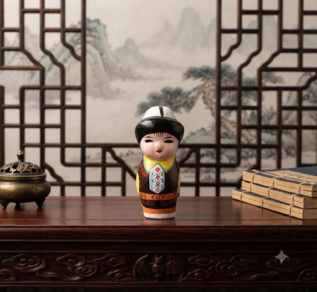 Poupée chinoise vintage en argile, Antiquités & Art, Envoi