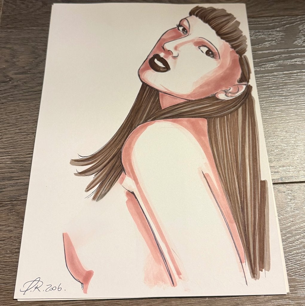 Dessin érotique A4, Envoi, Dessin, Signé