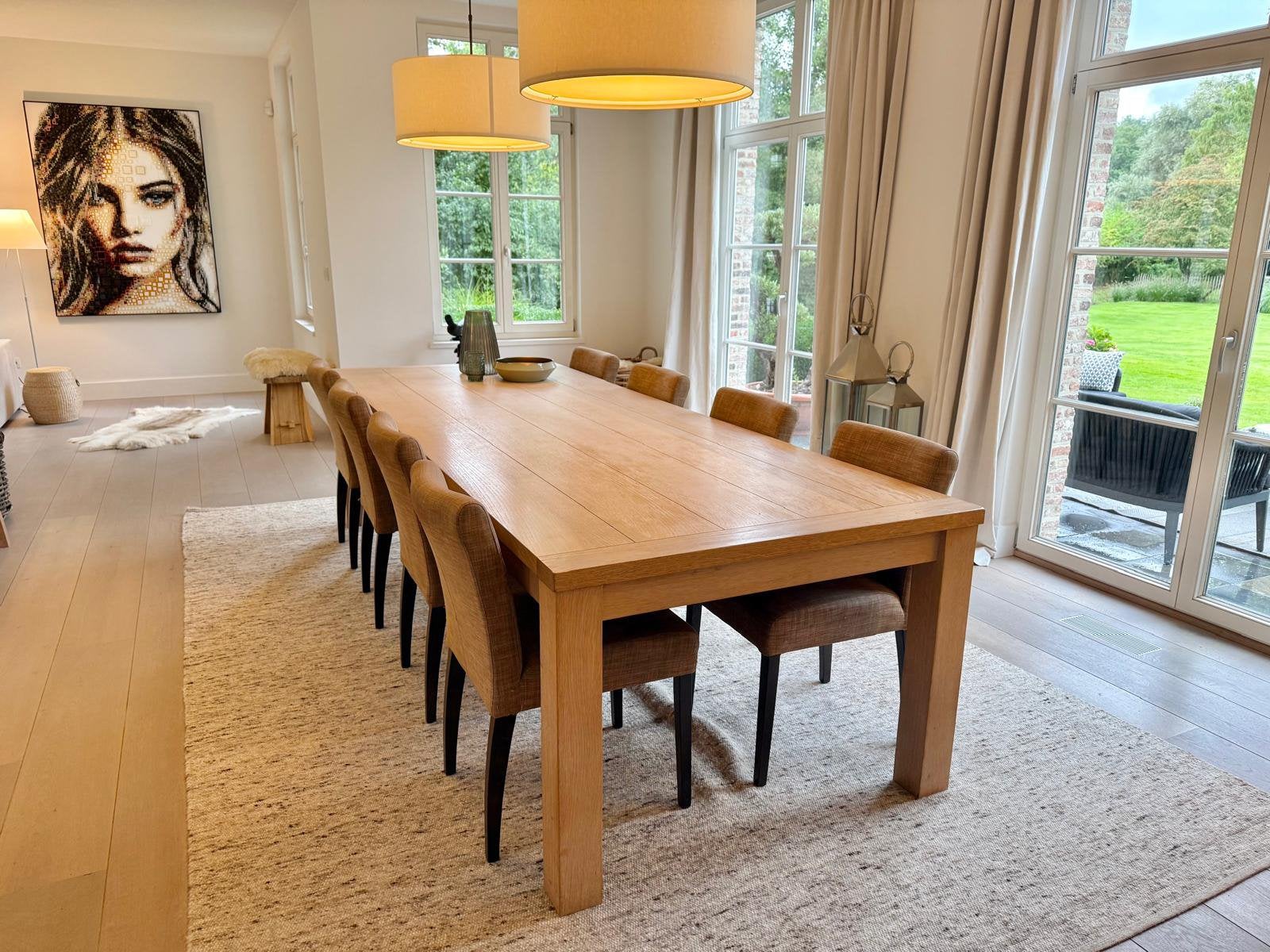 Massief eiken tafel 300*110cm model Piet Boon met 10 stoelen, Huis en Inrichting, Ophalen, Gebruikt, 8 stoelen of meer