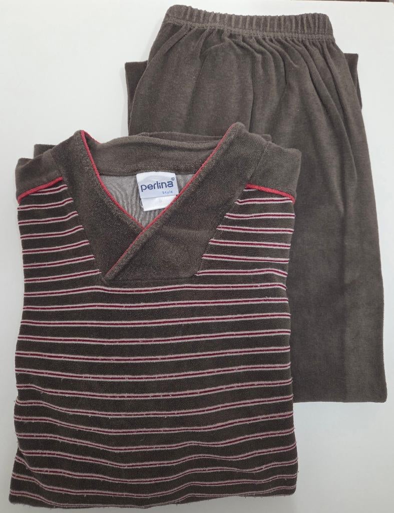 Winterpyjama bruin gestreept met lange broek van Perlina, S, Ophalen of Verzenden, Zo goed als nieuw