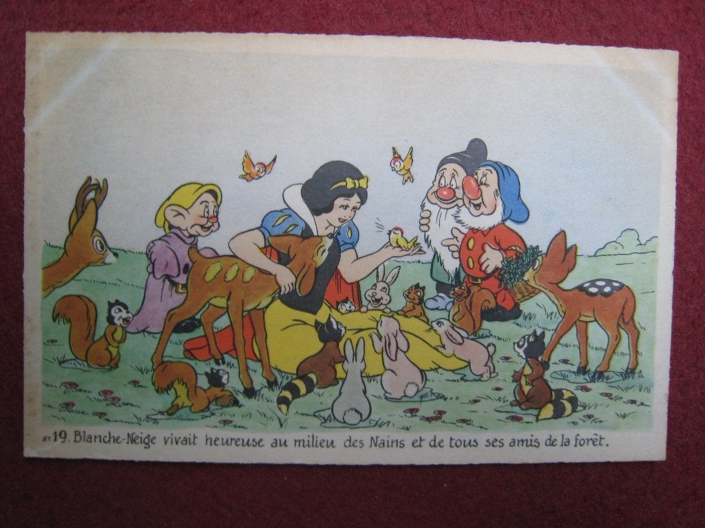 Walt Disney Blanche-Neige CP Seven Dwarfs 1945 numéro 19, Envoi, Blanche-Neige ou Belle au Bois Dormant, Utilisé, Image ou Affiche