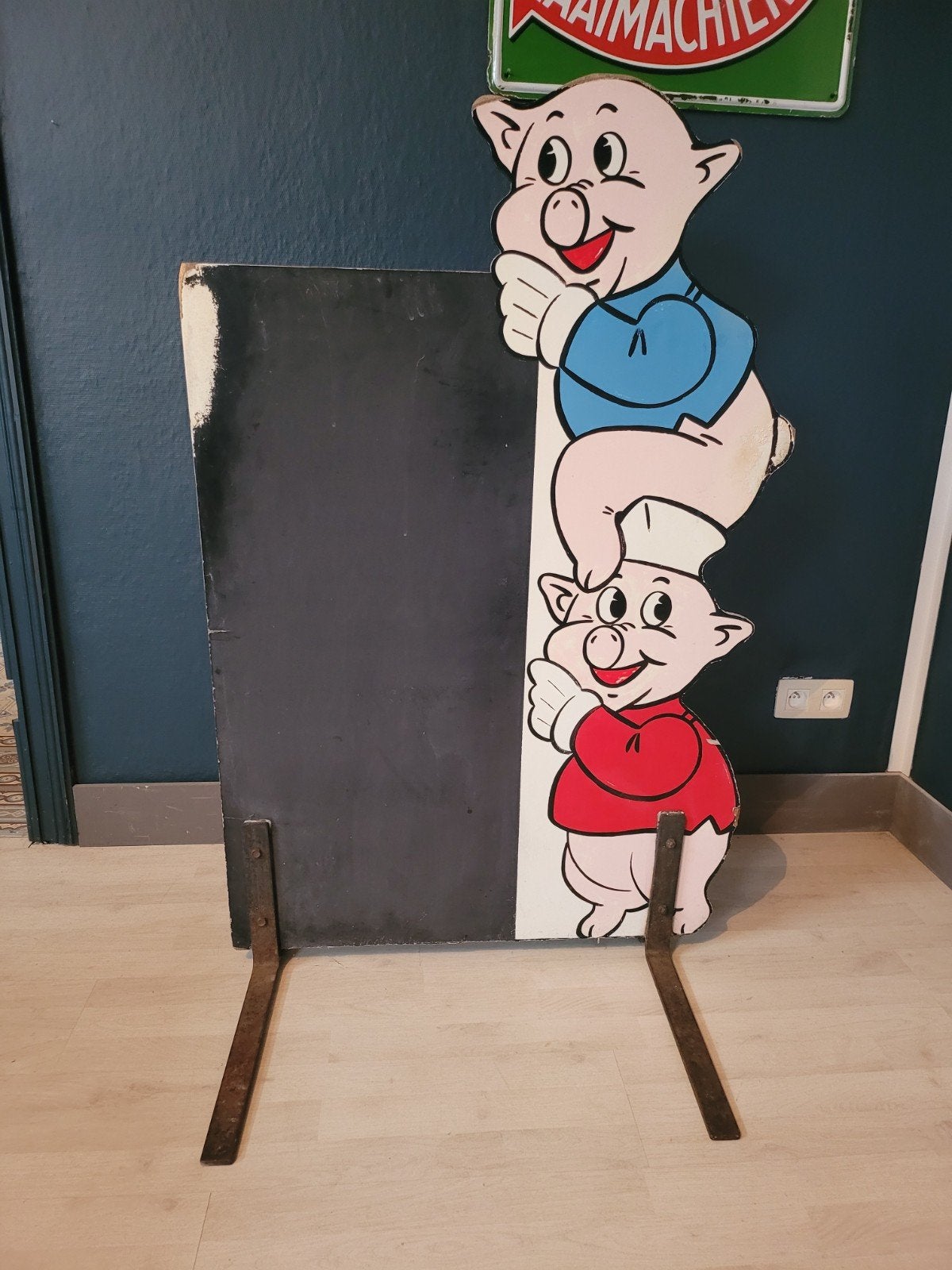 Grand ancien panneau d'affichage provenant d'une boucherie, Enlèvement
