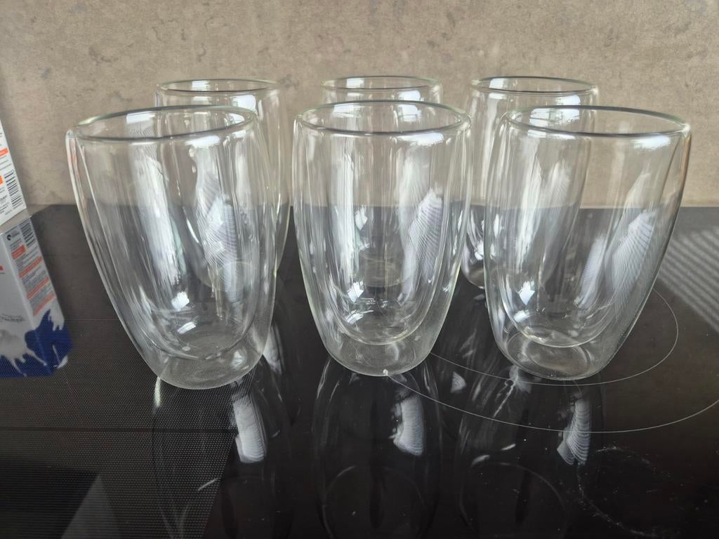 Set van 6 dubbelwandige glazen 450 ml – als nieuw, Ophalen