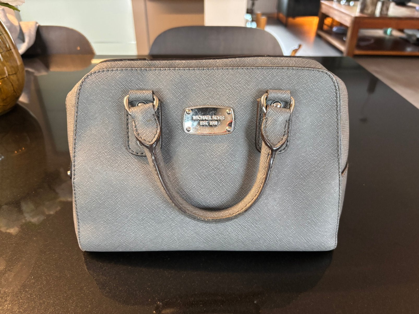 Michael Kors handtas Saffiano lichtblauw/grijs, Handtassen en Accessoires, Tassen | Damestassen, Ophalen of Verzenden, Gebruikt