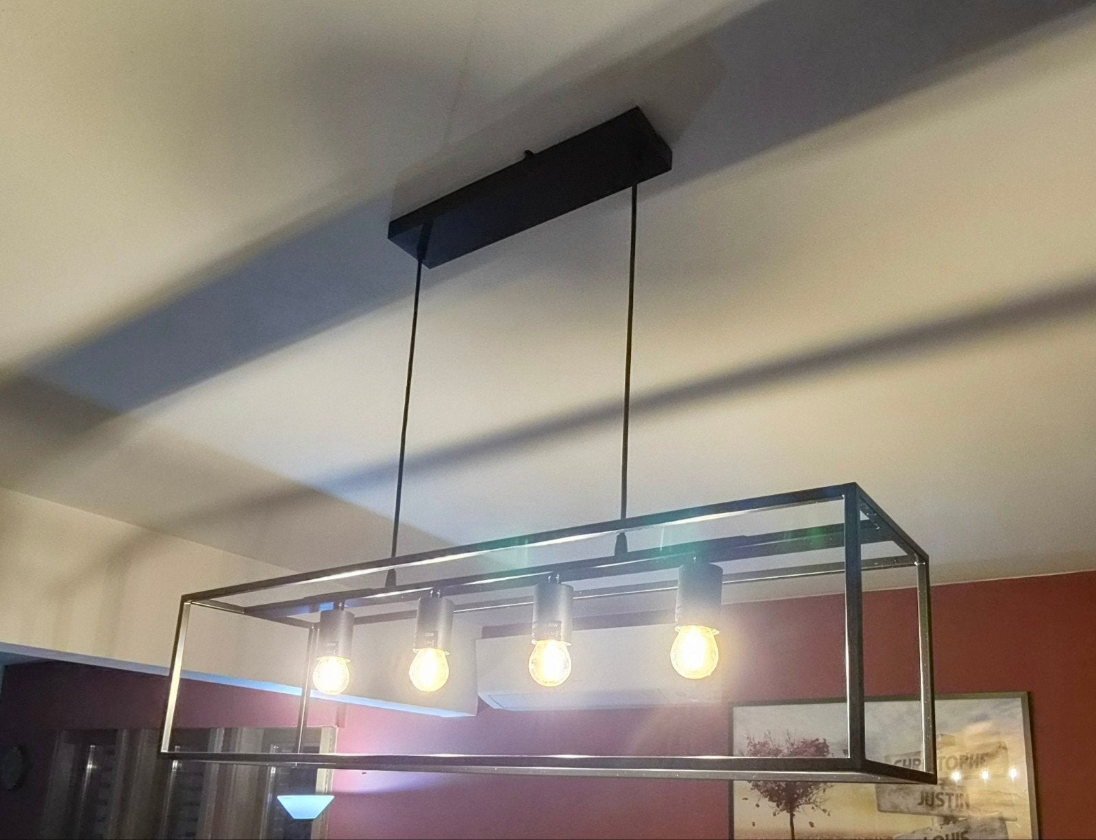 Moderne zwarte metalen kroonluchter, Zo goed als nieuw, Metaal, Moderne, E27 (groot)
