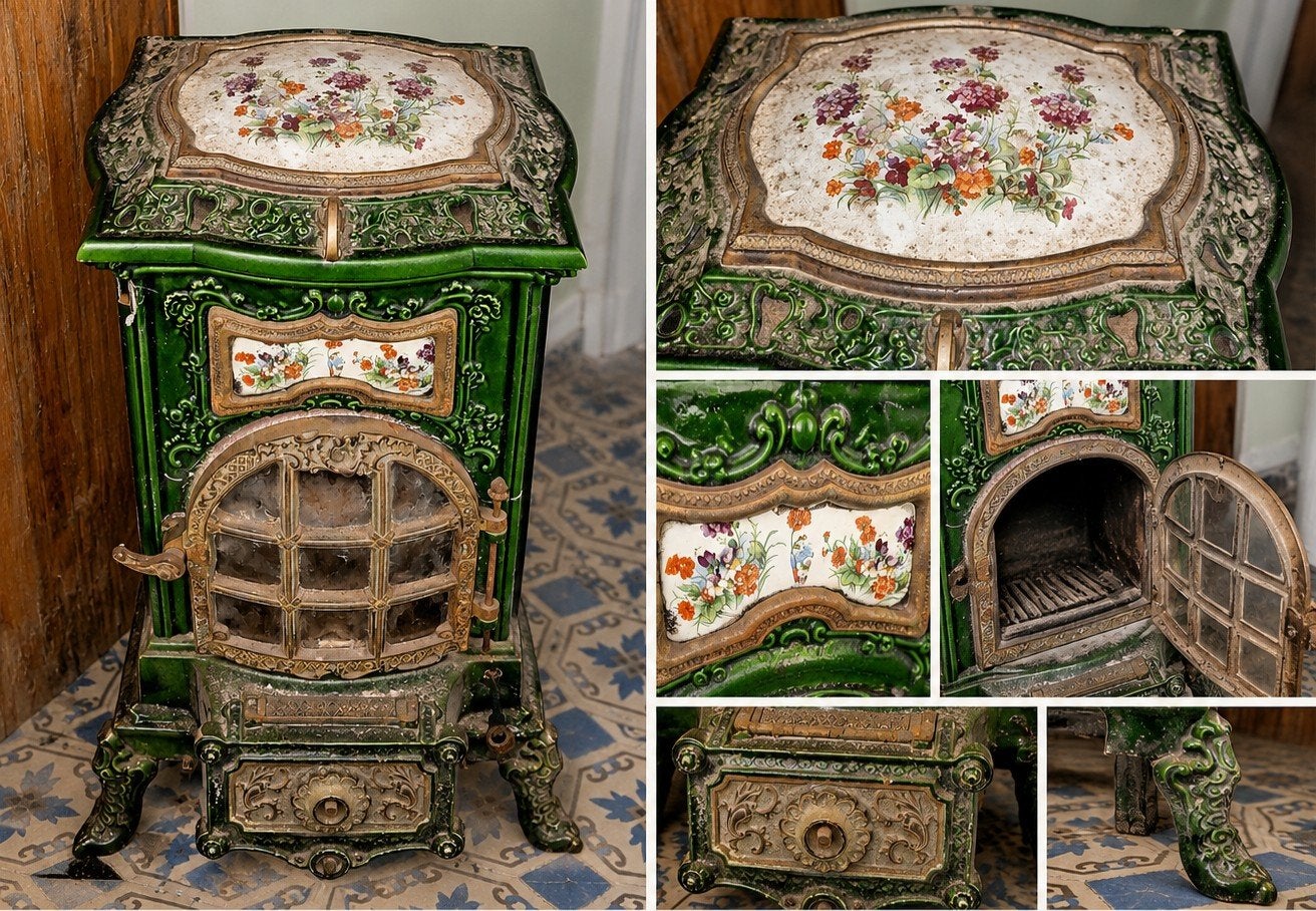 Poêle vintage en faïence, Enlèvement, Utilisé