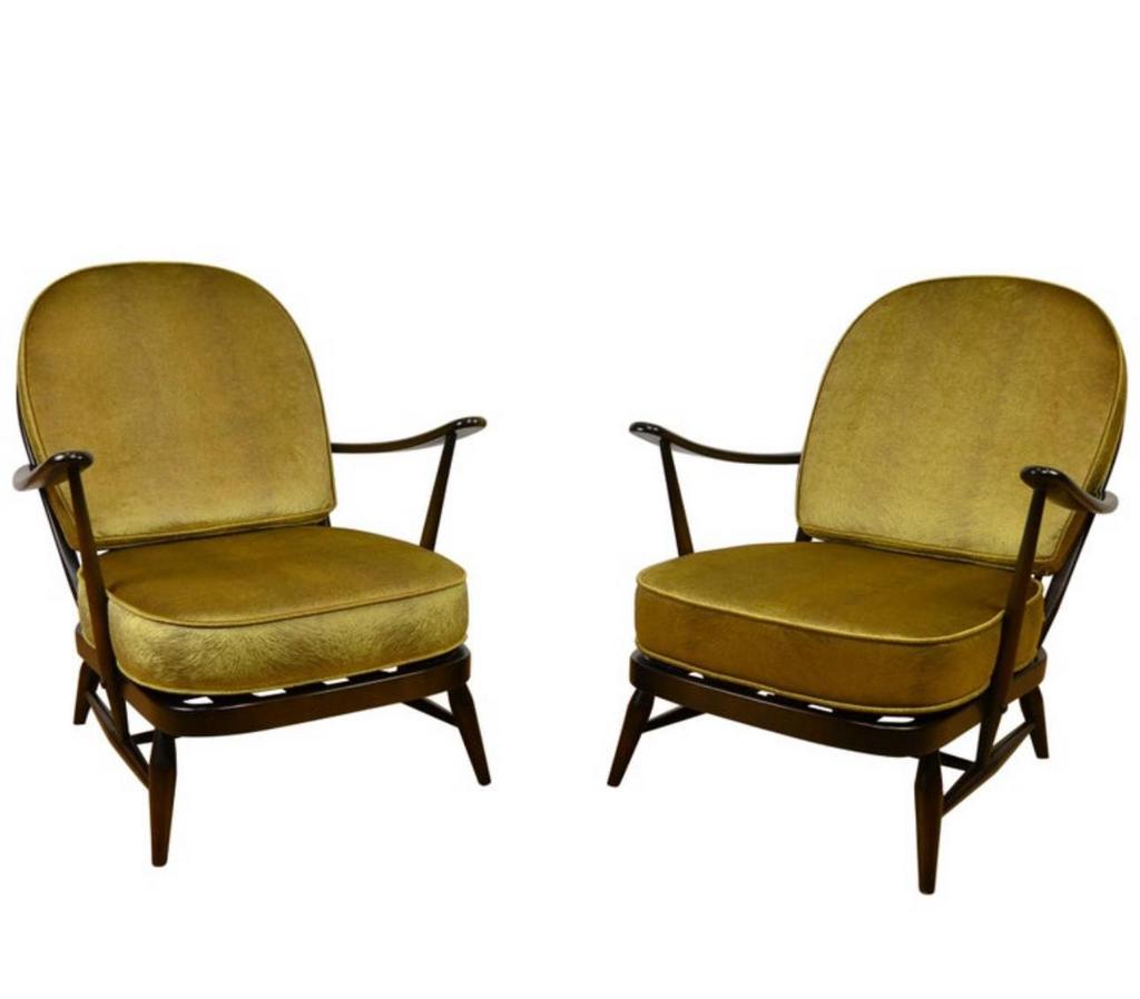 1970s Set ERCOL WINDSOR stoelen (nwe kussens + bekleding!), Antiek en Kunst, Antiek | Meubels | Stoelen en Sofa's, Ophalen