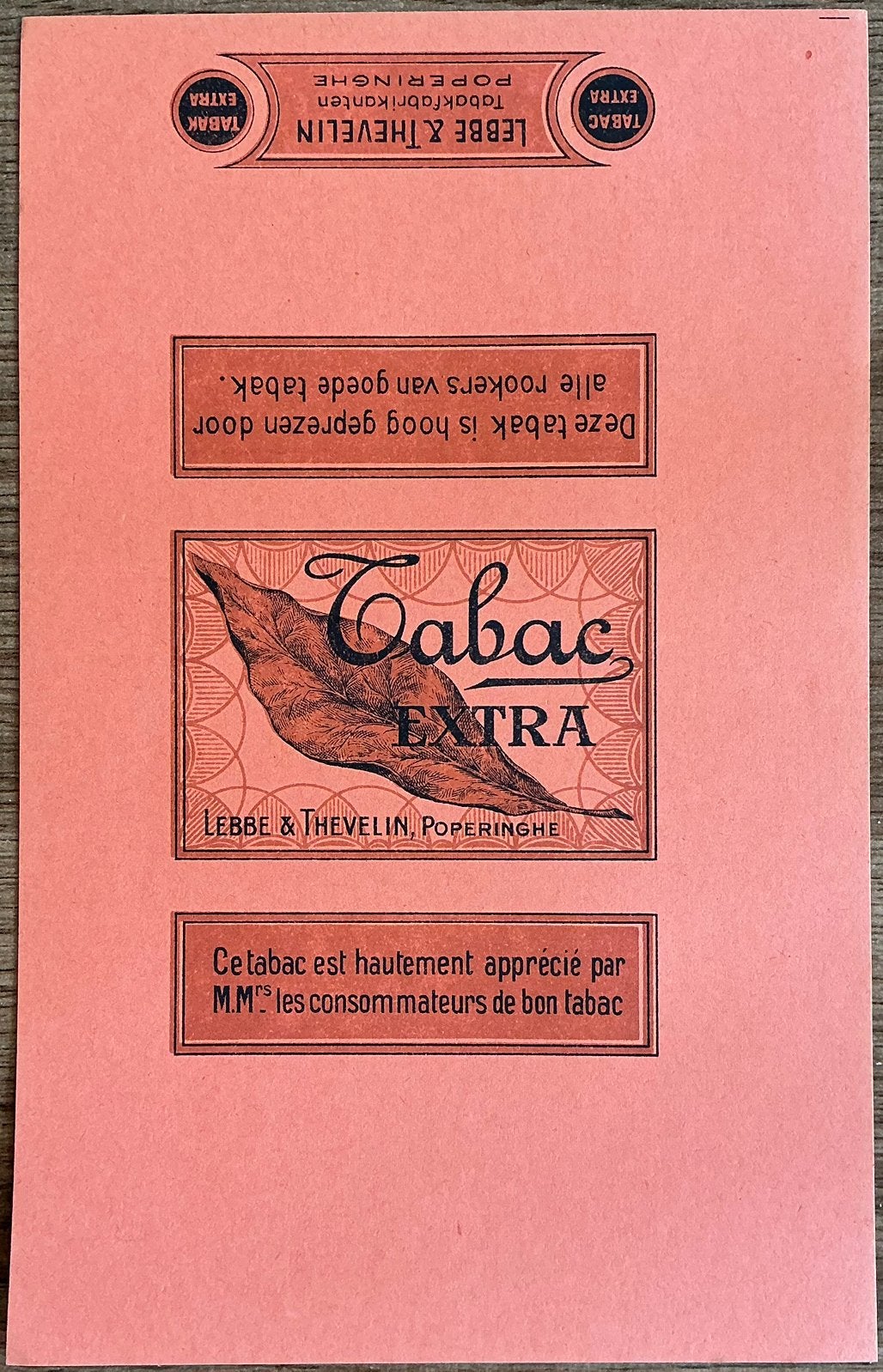 Oude TABAC EXTRA/LEBBE & THEVELIN/POPERINGHE wikkel, Ophalen of Verzenden, Zo goed als nieuw, Verpakking
