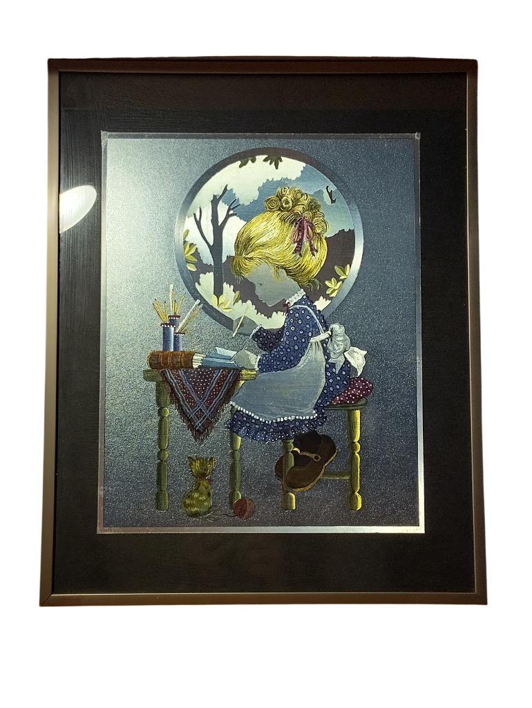 Sarah Kay avec chat Holly Hobby 28,5x35,5cm vintage année 50, Enlèvement