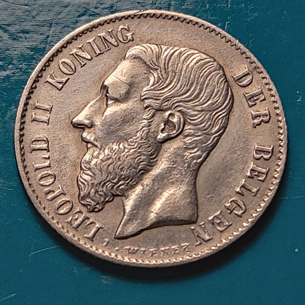 België 50 cent zilver Leopold II 1886 VL - I . WIFNER, Zilver, Ophalen of Verzenden, Losse munt, Zilver