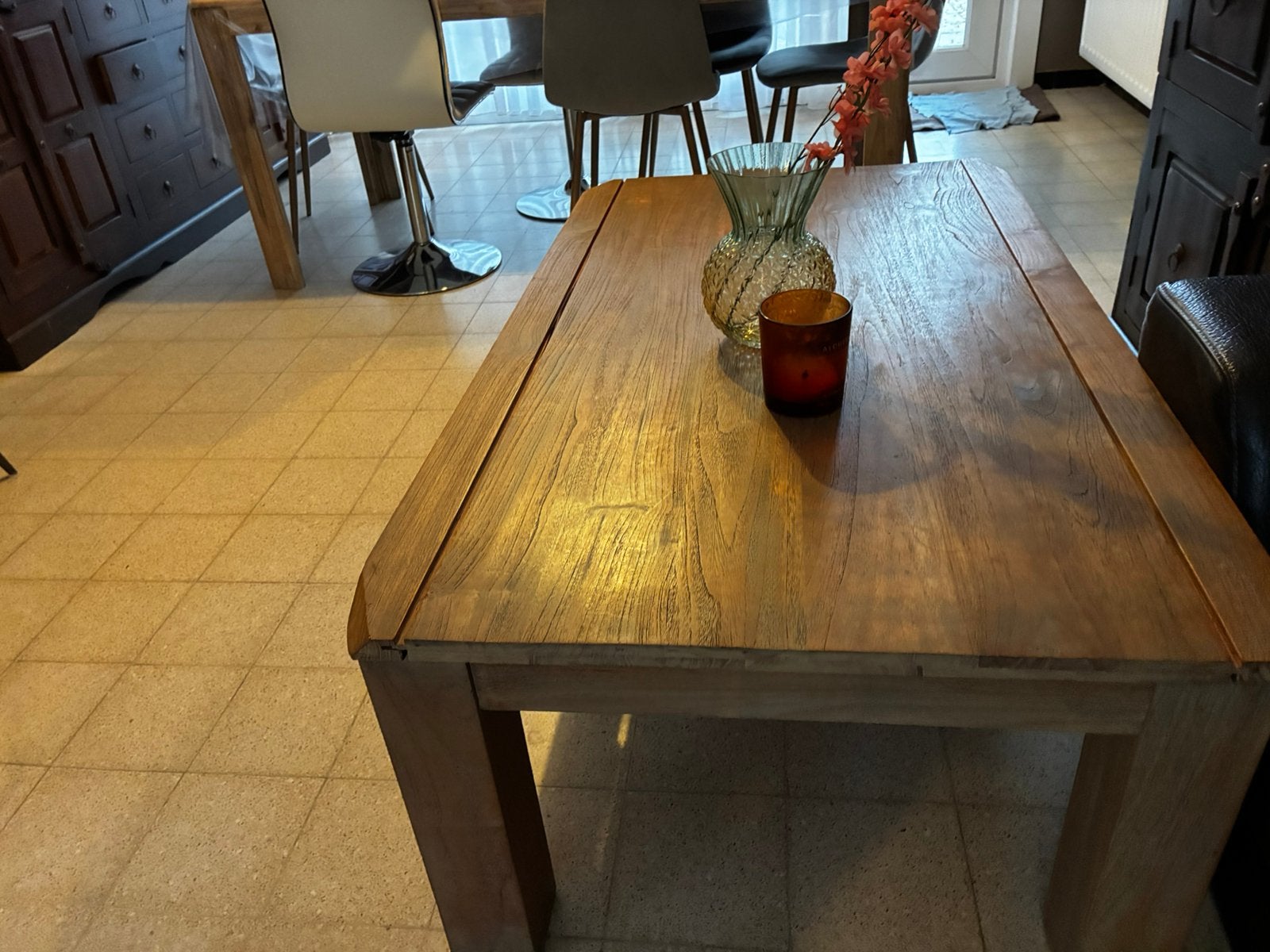 Rechthoekige salontafel in Massief hout, Huis en Inrichting, Ophalen, Gebruikt