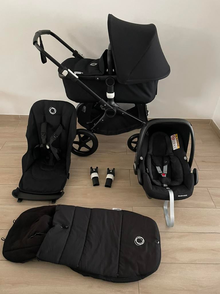 Bugaboo Fox2 kinderwagen Black / Black 3-in-1 Complete, Kinderen en Baby's, Buggy's, Zo goed als nieuw, Maxi-Cosi, Regenhoes, Verstelbare rugleuning