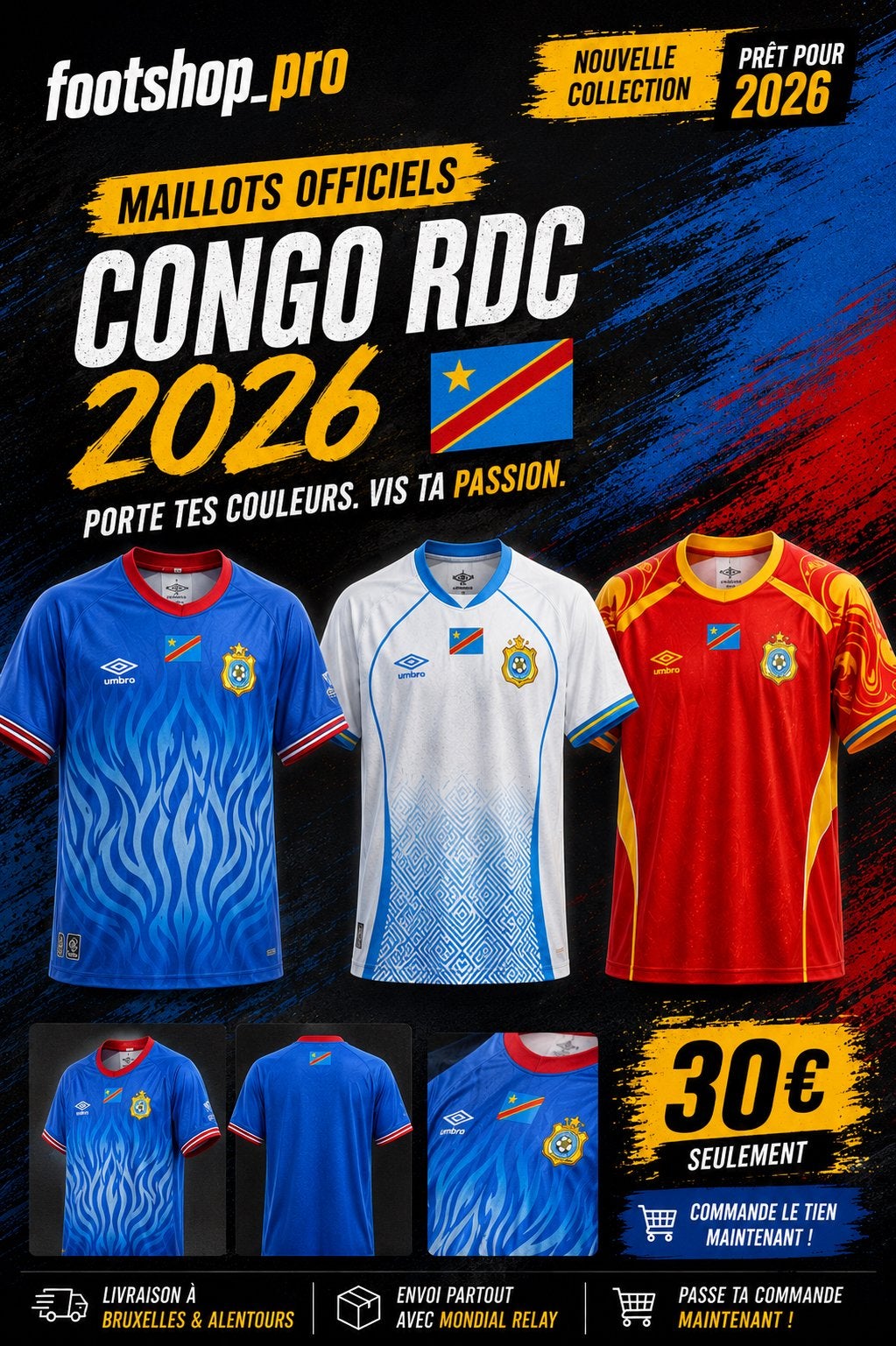 Maillot de football Congo, Enlèvement ou Envoi, Neuf