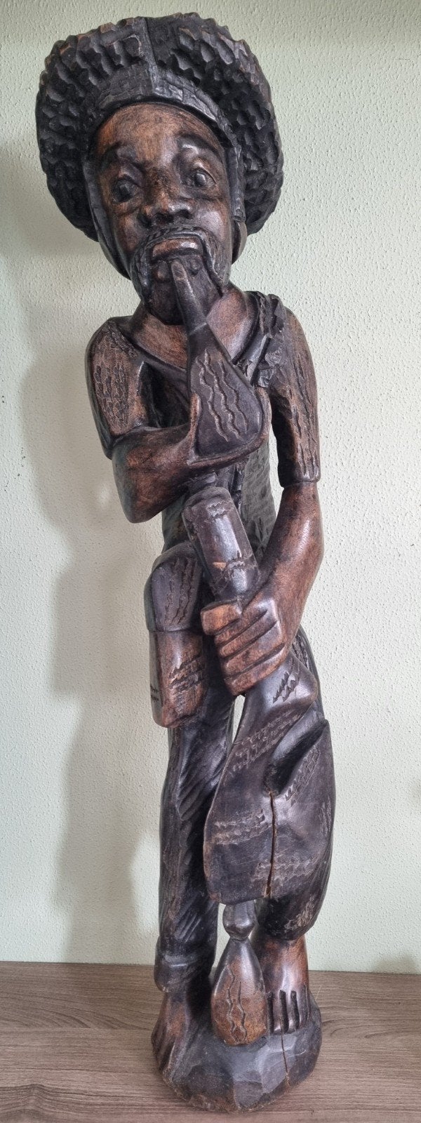 Afrikaans beeld, handwerk, Ophalen, Houtsnijwerk, 50 - 100 cm, Zwart