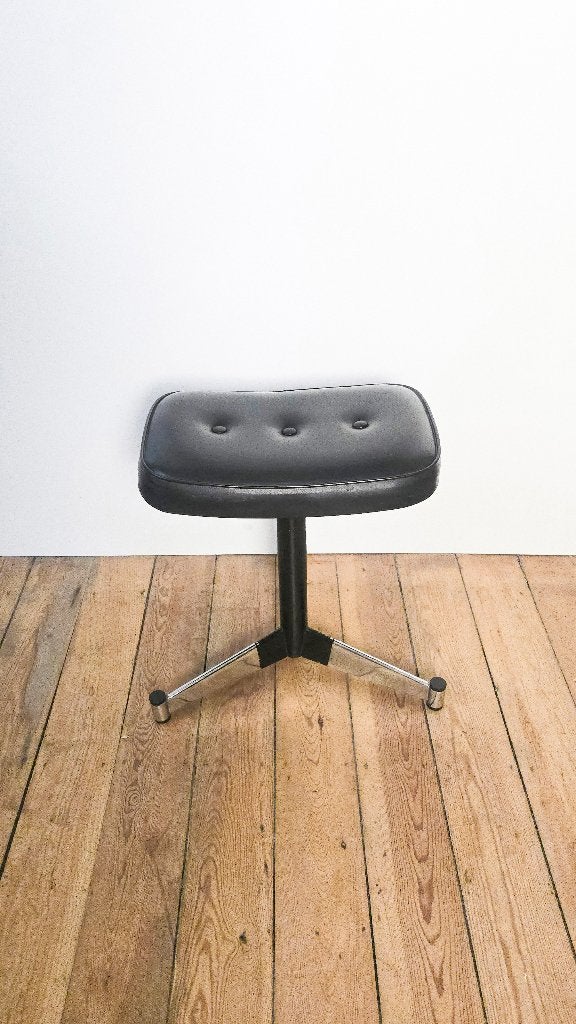Ottoman - repose-pieds vintage - Chrome & Cuir - 1960, Enlèvement ou Envoi, Comme neuf, Cuir, Design Space age - Vintage