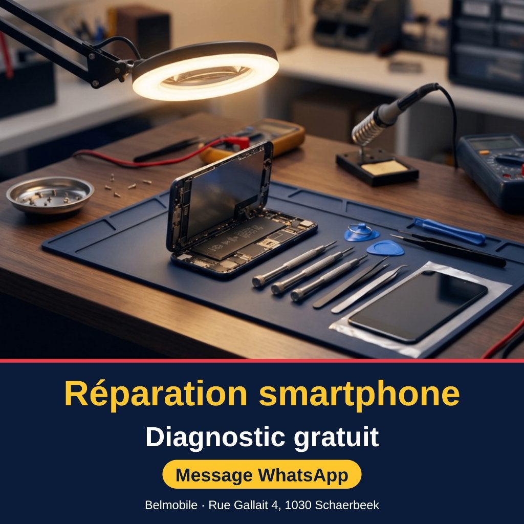 Réparation smartphone à Schaerbeek – diagnostic gratuit, Belmobile, Enlèvement, Info@belmobile.be, Rue Gallait 4, 1030 Schaerbeek, Belgique