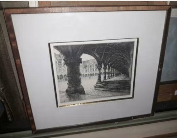 Gravure signe Roger hebbelinck, Enlèvement ou Envoi, Gravure