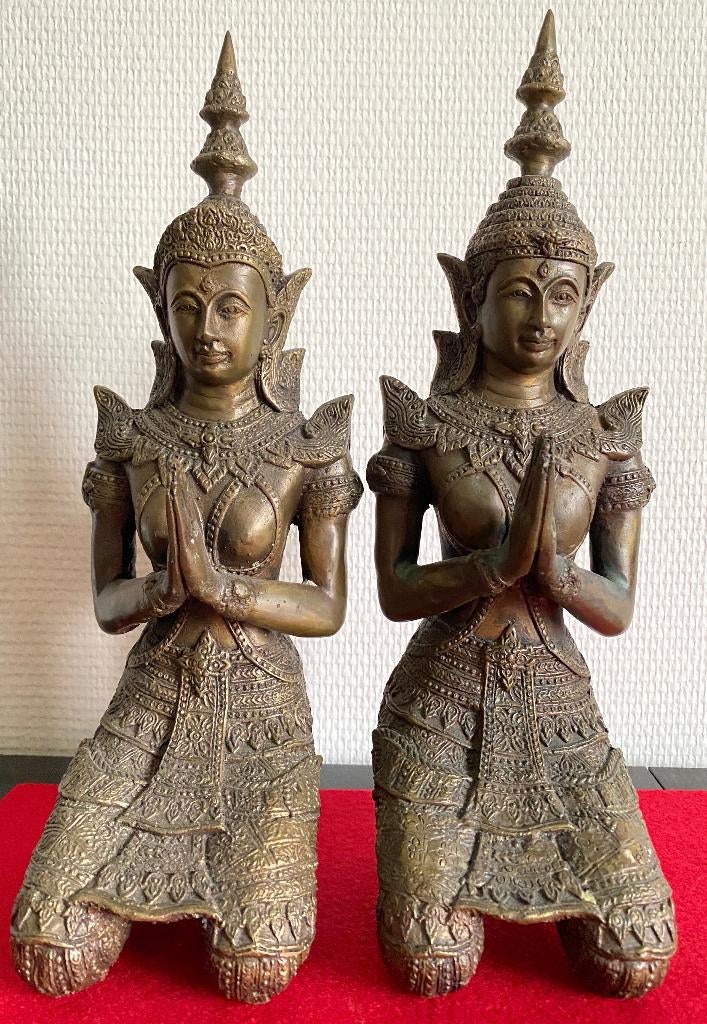 Paire d'anciens Gardes du Temple de Bouddha en bronze, Antiquités & Art, Art | Art non-occidental, Enlèvement ou Envoi