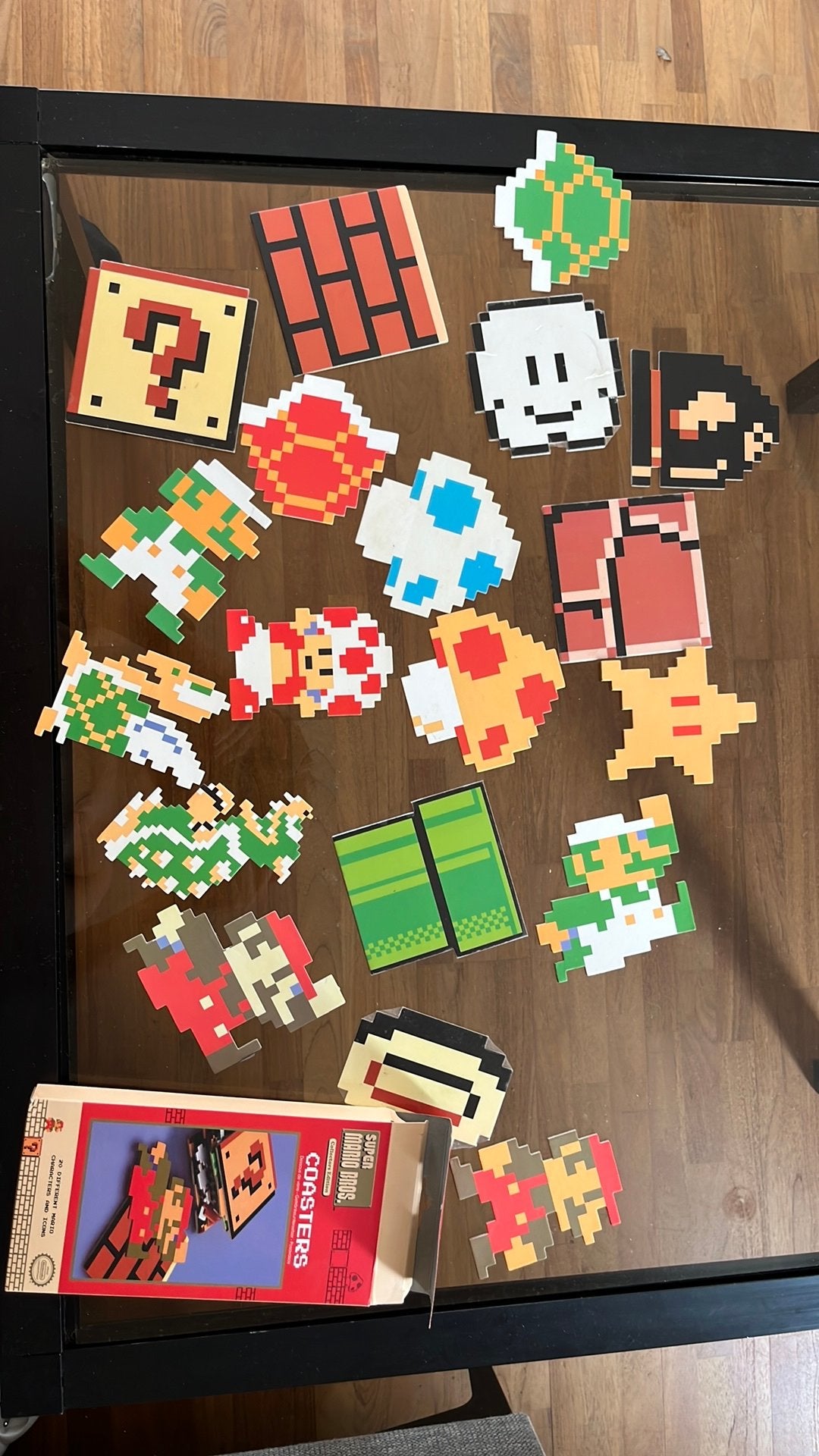 Super mario onderleggers voor glazen, Huis en Inrichting, Tafelonderdelen, Ophalen, Gebruikt