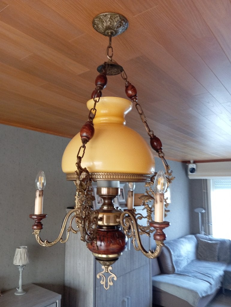 luster, Huis en Inrichting, Lampen | Kroonluchters, Ophalen, Zo goed als nieuw, Rustiek