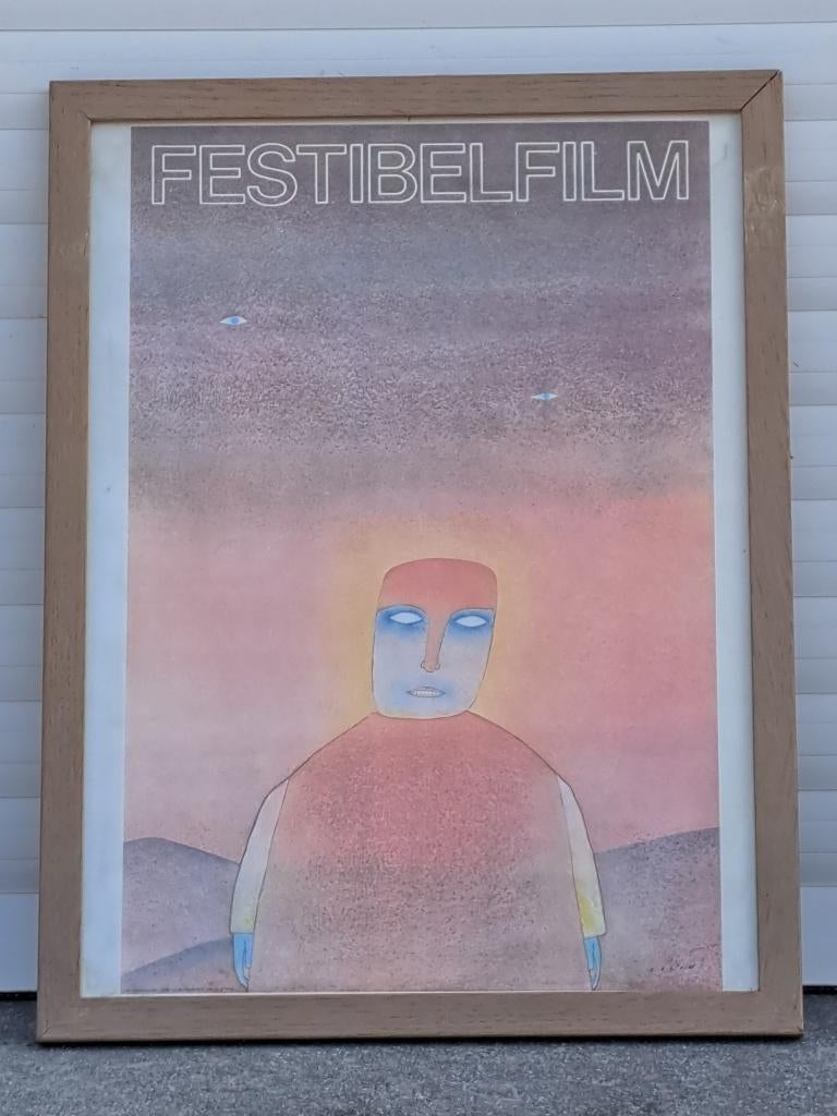Lithographie festibelfilm de jean michel folon, Antiek en Kunst, Ophalen of Verzenden