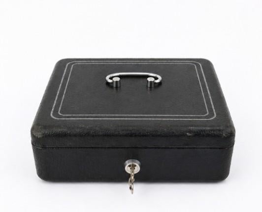 Metalen geldkist met sleutel vintage geldcassette, Ophalen of Verzenden, Gebruikt