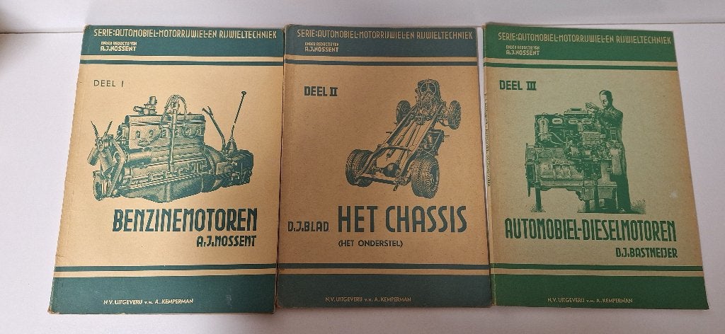 3 oude technische leerboeken  auto, Verzenden