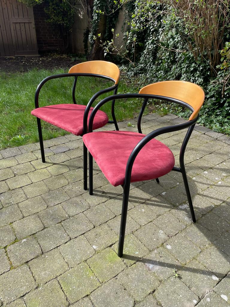 Set van 2 Vintage Design stoelen, Maison & Meubles, Chaises, Comme neuf, Deux, Enlèvement ou Envoi