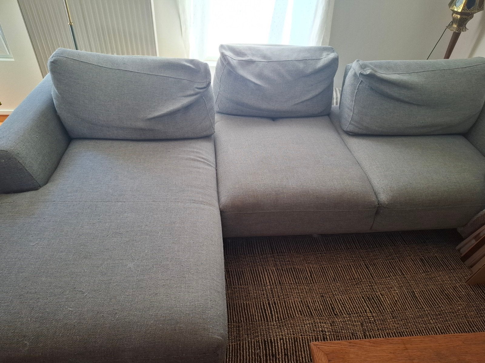 Grijze zetel te koop, Ophalen