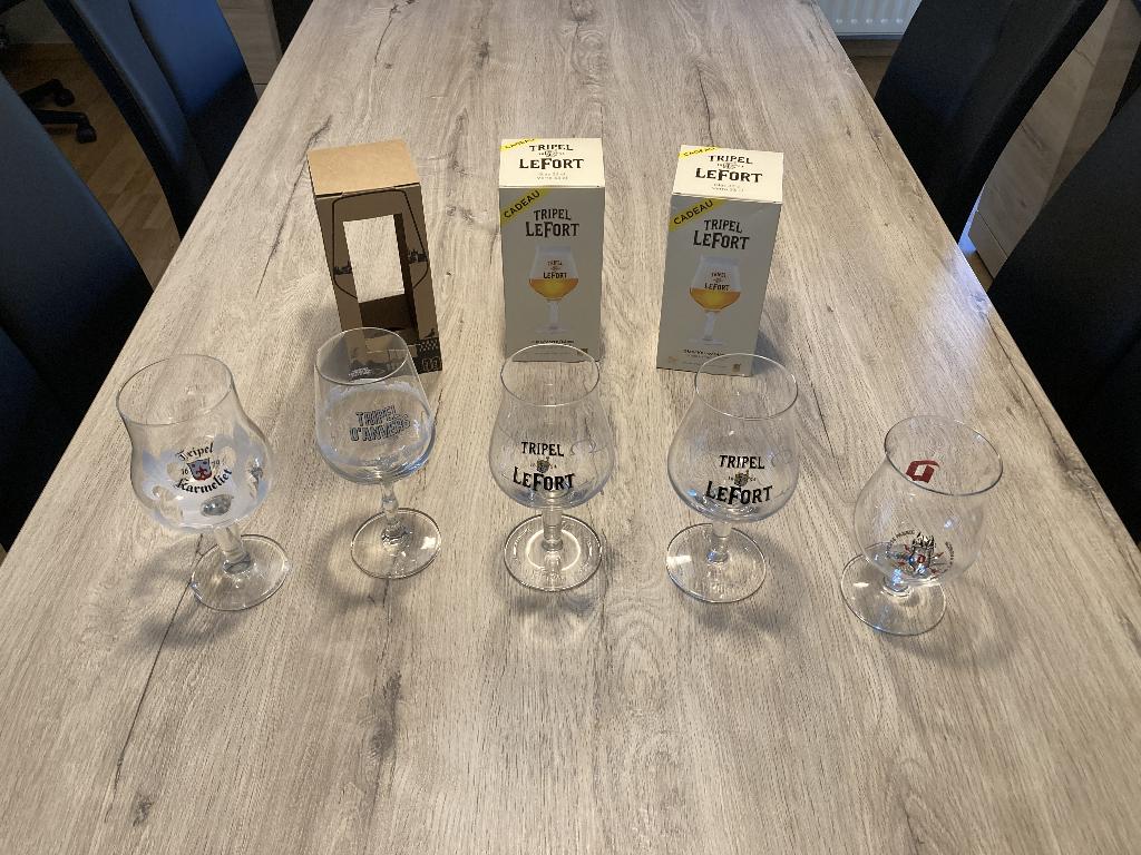 Bierglazen Tripel Lefort / d’Anvers – set van 5  (3 in doos), Enlèvement, Neuf, Verre à bière