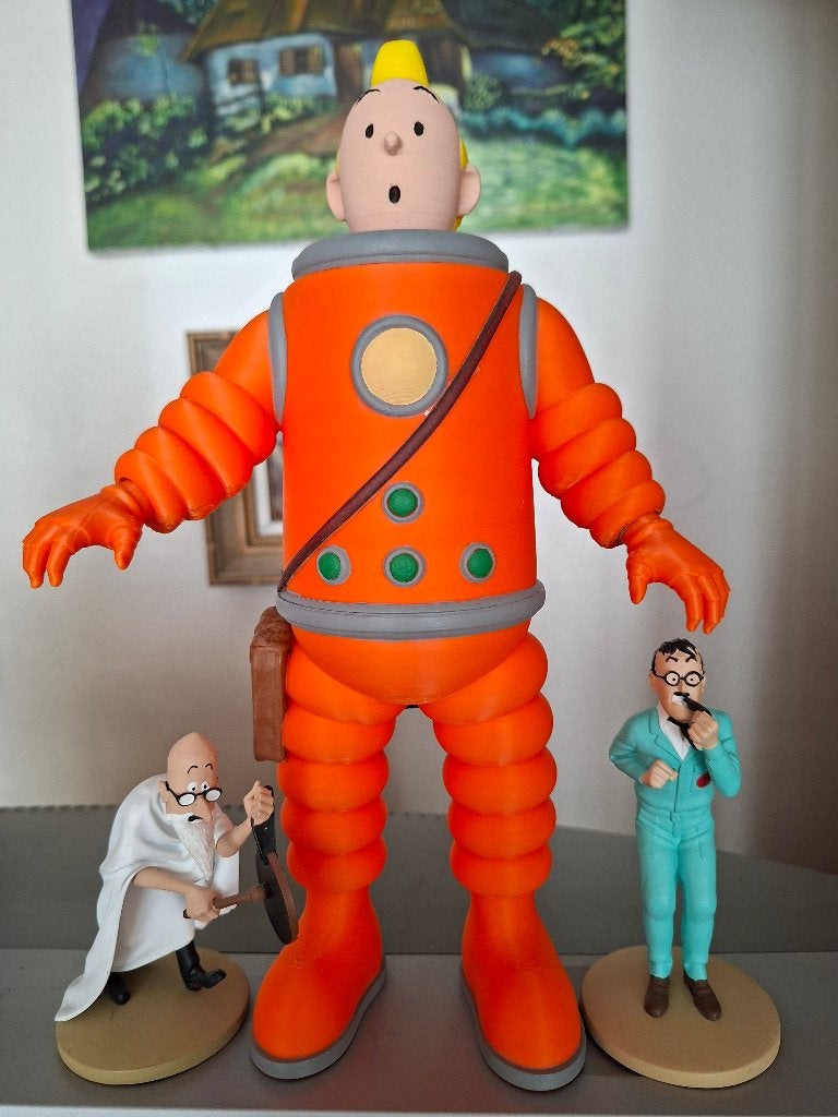 Tintin Cosmonaute 30cm. peint à la main, Enlèvement ou Envoi, Neuf, Autres types