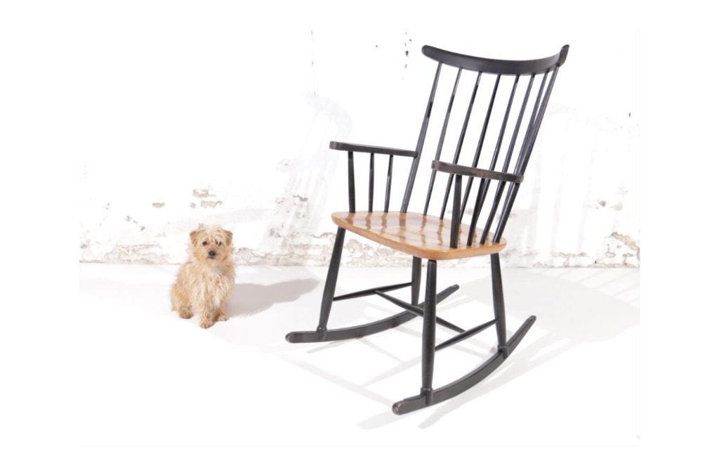 Danish Design Rocking Chair Ilmari Tapiovaara Model Fanett, Antiek en Kunst, Ophalen