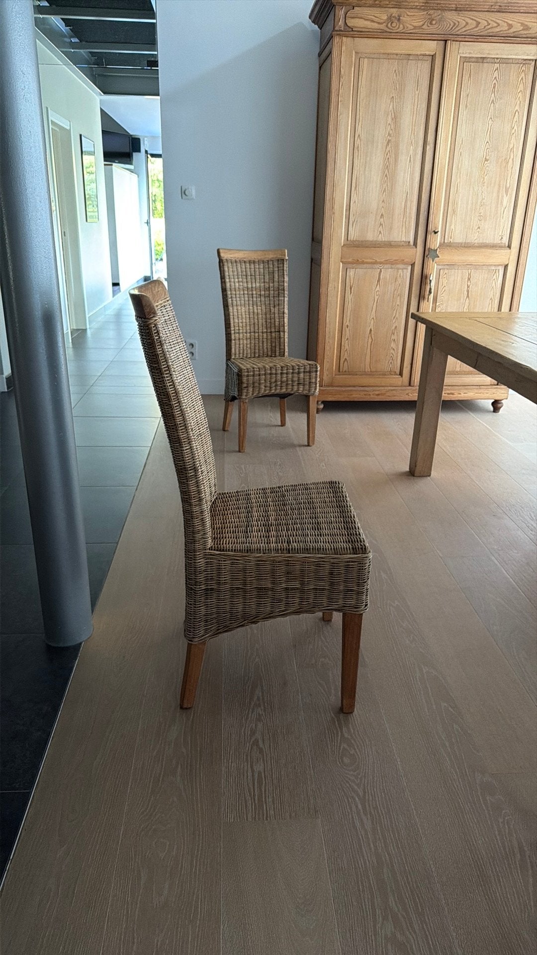 6 chaises en bois avec revêtement en osier, Enlèvement, Utilisé, Landelijke stijl, Autres types