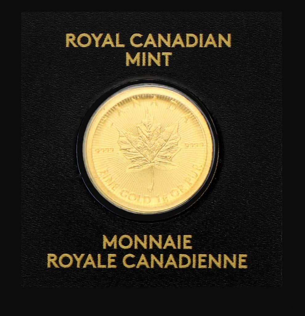 1 gram gouden maple leaf muntje, Postzegels en Munten, Verzenden, Goud