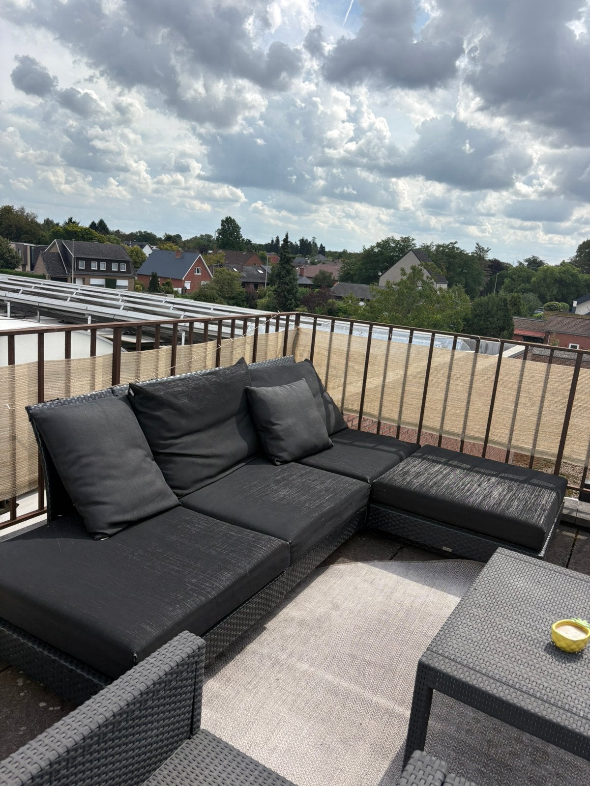 Zwarte loungebank incl. kussens, Banque, Synthétique, Utilisé, Sets de jardin