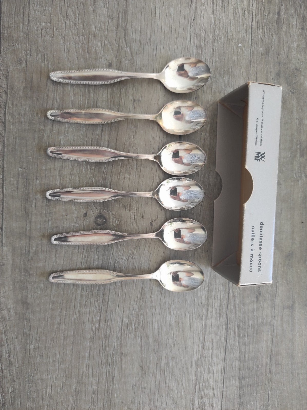 6 petites cuillères à café moka, Ophalen of Verzenden