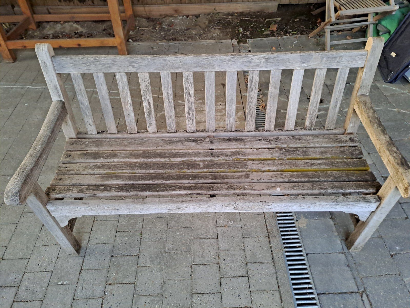 oude tuinbank, Ophalen, Gebruikt, Hout