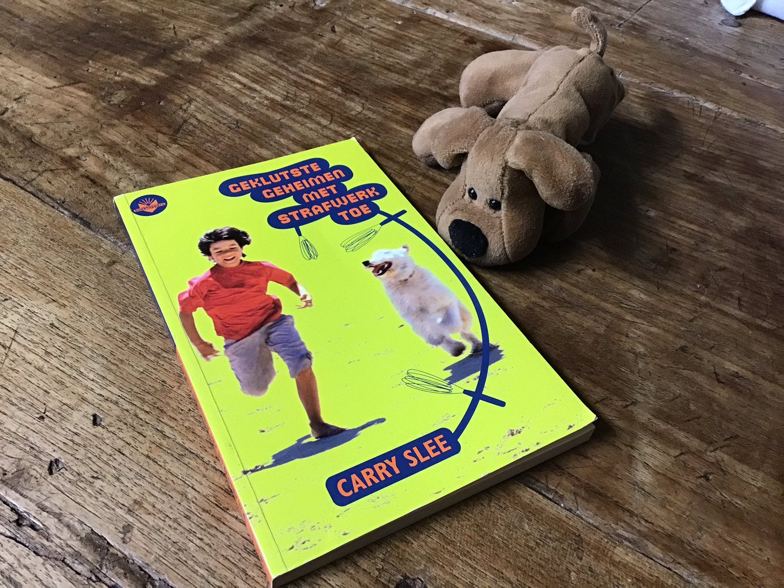 Geklutste geheimen met strafwerk Carry Slee met knuffelhond, Ophalen of Verzenden, Zo goed als nieuw