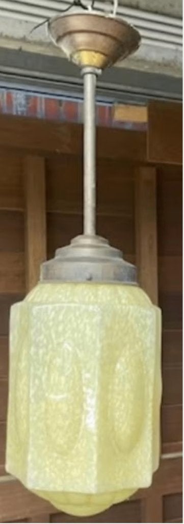 Hanglamp art deco "Clichy" (Geel Glas), Ophalen, Gebruikt, E27 (groot), Glas
