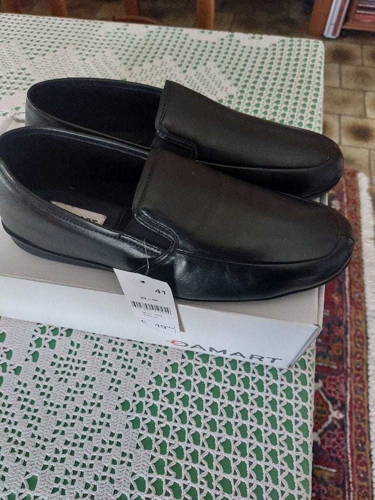 zwarte lederen pantoffels maat 41, Ophalen, Damart, Zwart, Nieuw