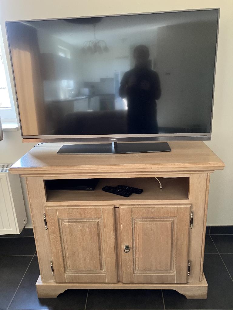 TV-meubel in landelijke stijl (eiken look), Moins de 100 cm, 100 à 150 cm, Enlèvement, Utilisé