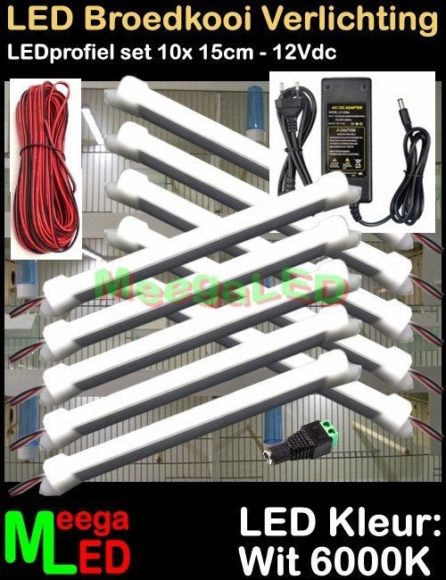 LED profiel SET 10x 15cm WIT Broedkooi Kweekkooi Vogelkooi, Ophalen of Verzenden, Nieuw, Aluminium, Broedkooi of Kweekkooi
