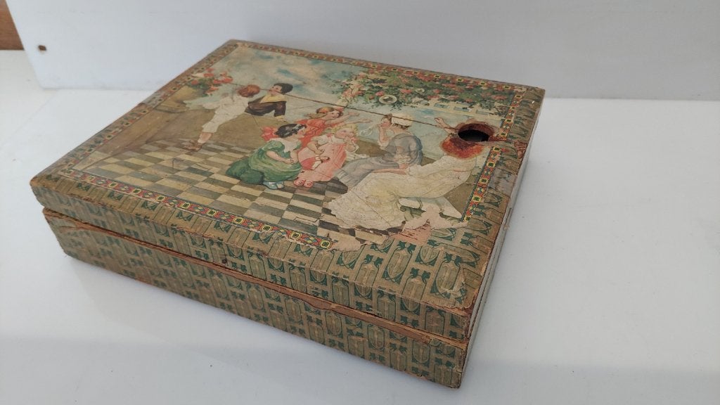 Antieke houten blokkenpuzzel ca. 1900 - 100% COMPLEET, Antiek en Kunst, Antiek | Speelgoed, Ophalen of Verzenden